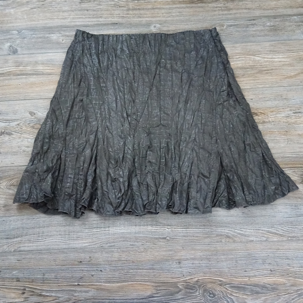 Picadilly Fashions Deep Taupe Ruffly Printed Skirt